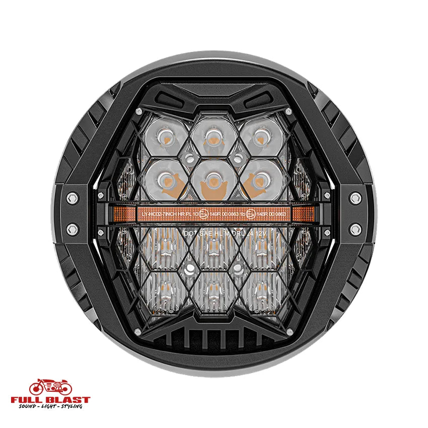 Full Blast LED Forlygte til Harley-Davidson Street Glide & Electra Glide (1998-2023) honeycomb – E-Mærket & Godkendt