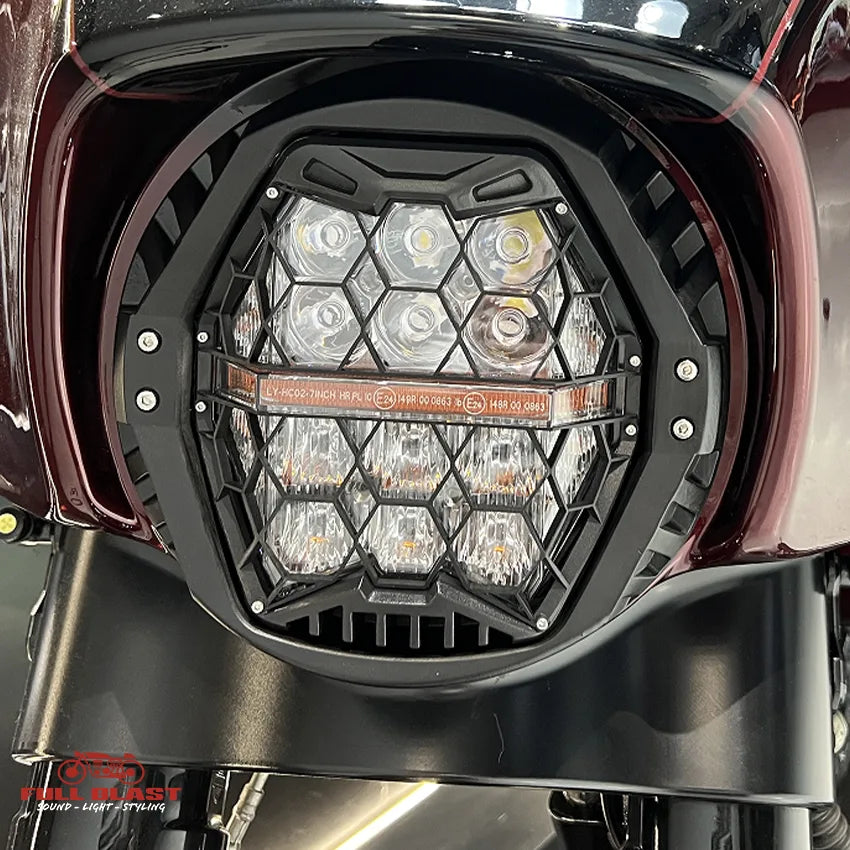Full Blast LED Forlygte til Harley-Davidson Street Glide & Electra Glide (1998-2023) honeycomb – E-Mærket & Godkendt