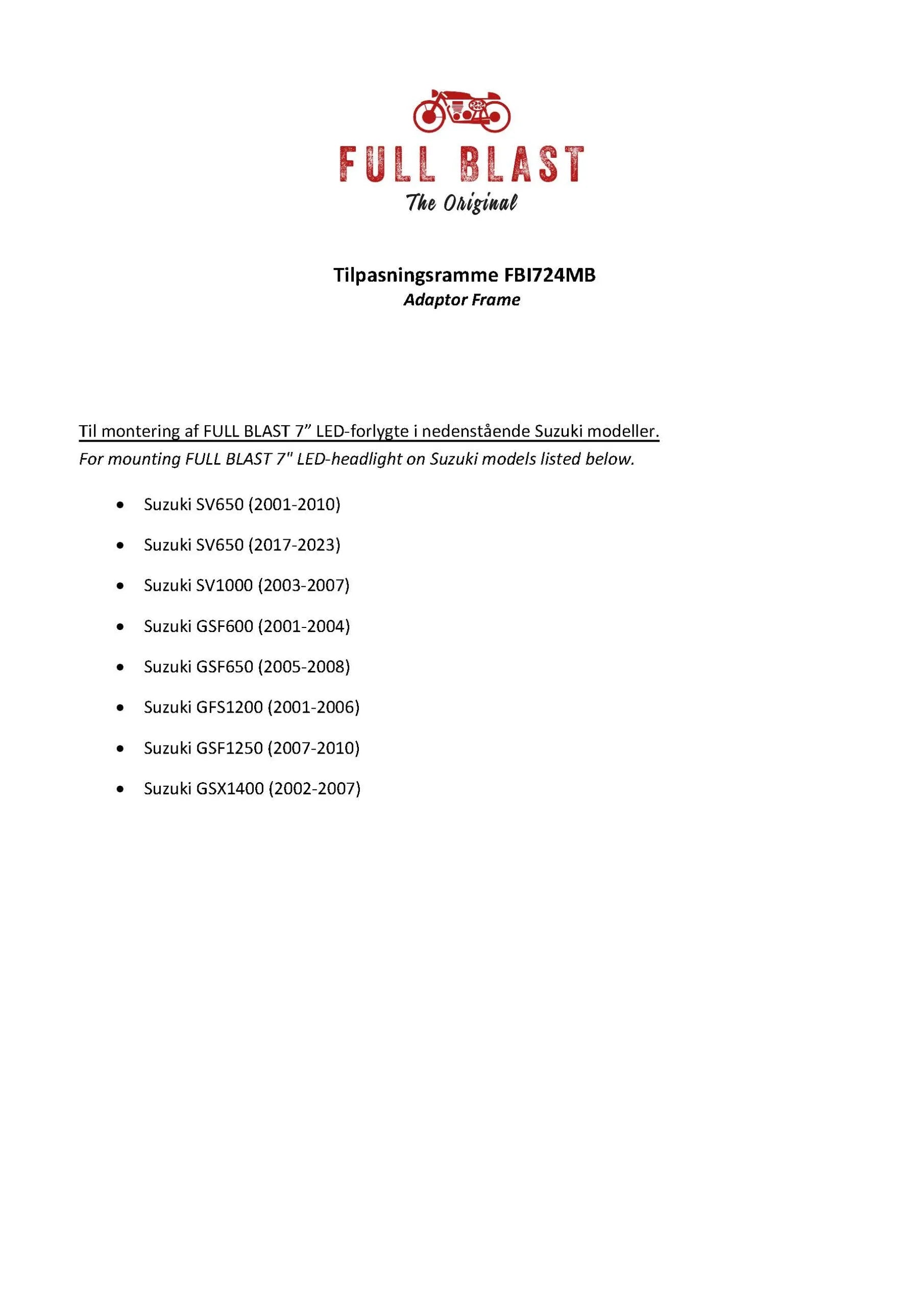 Mont. Ramme til 7" til LED Forlygte Suzuki