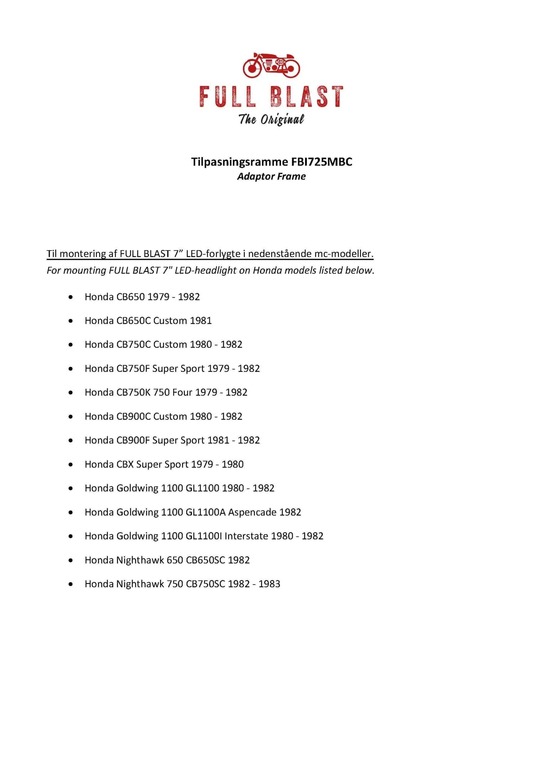 Mont. Ramme til 7" LED Forlygte Honda