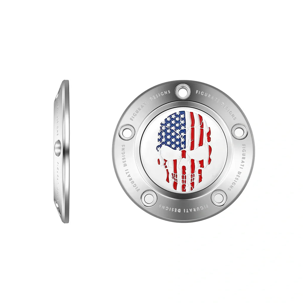 Harley-Davidson Rustfri Stål Rød Hvid og Blå Amerikansk Flag - Omvendt Twin Cam Timing Cover
