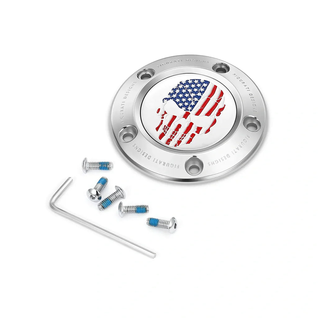 Harley-Davidson Rustfri Stål Rød Hvid og Blå Amerikansk Flag - Omvendt Twin Cam Timing Cover