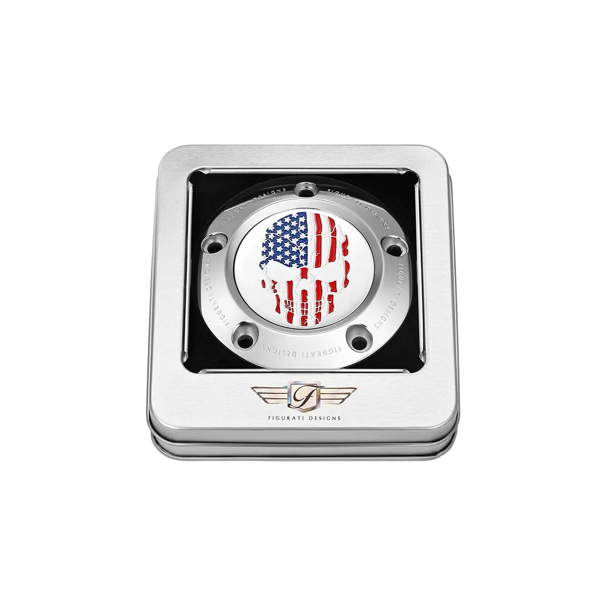 Harley-Davidson Rustfri Stål Rød Hvid og Blå Amerikansk Flag - Omvendt Twin Cam Timing Cover