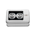 Harley-Davidson Svingarmsdæksel i Rustfrit Stål / Sort med Amerikansk Flag Skalle