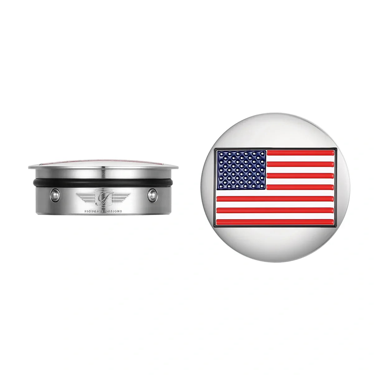 Harley-Davidson Svingarmsdæksel i Rustfrit Stål med Amerikansk Flag - Omvendt