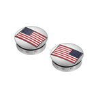 Harley-Davidson Svingarmsdæksel i Rustfrit Stål med Amerikansk Flag - Omvendt