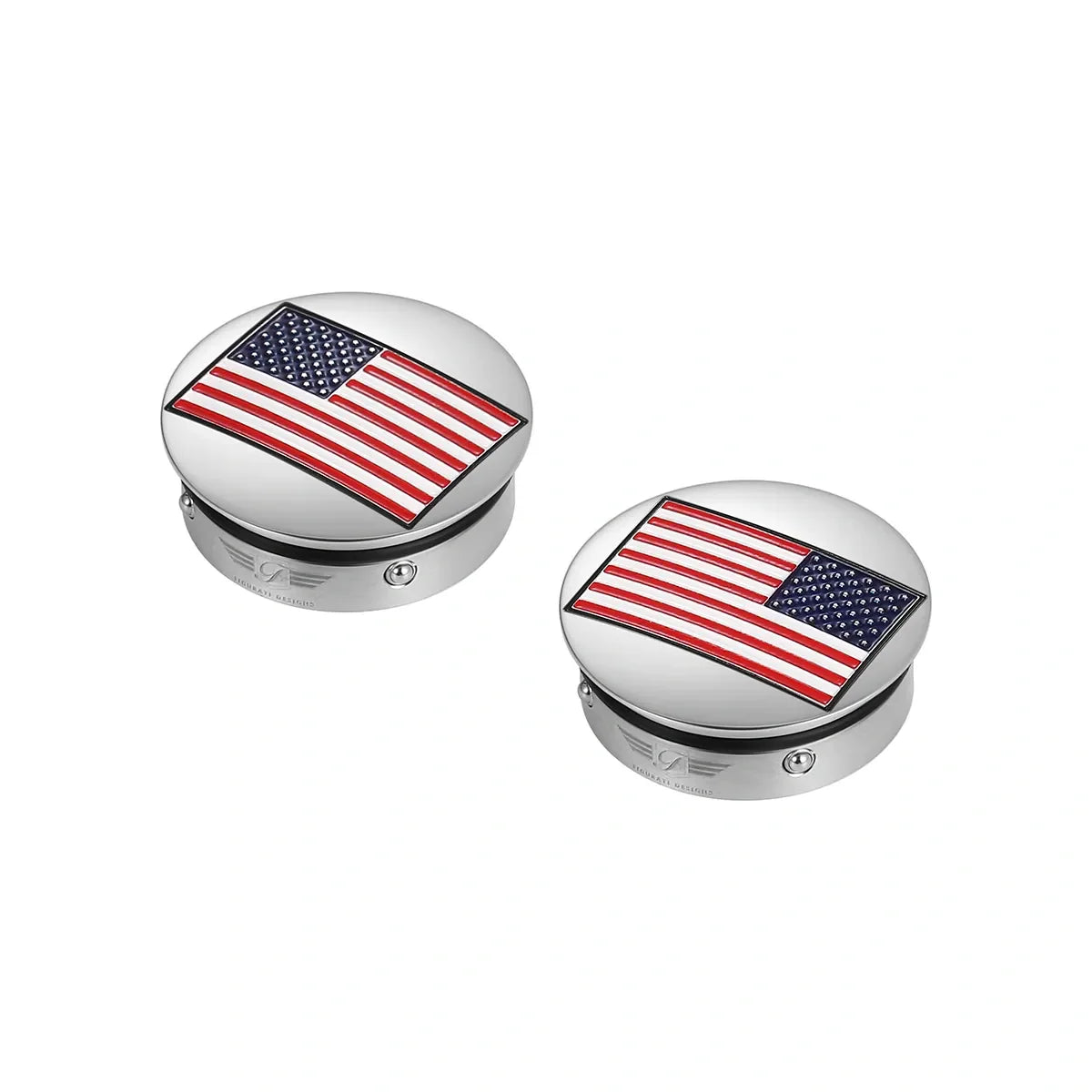 Harley-Davidson Svingarmsdæksel i Rustfrit Stål med Amerikansk Flag - Omvendt