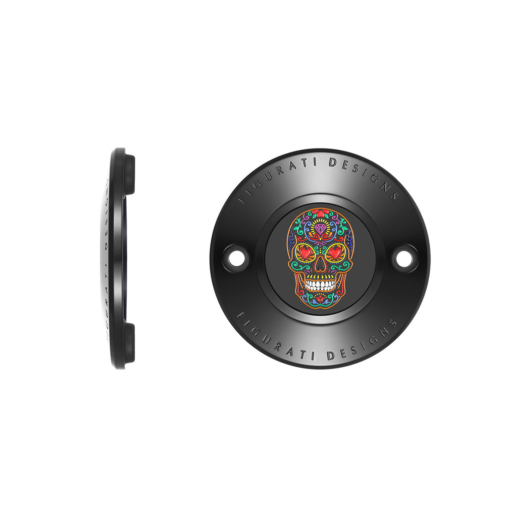 Harley-Davidson Rustfrit Stål Sort Sugar Skull M8 Timing Cover