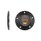 Harley-Davidson Twin Cam Timing Cover i Rustfrit Stål med Sort Sukkerskalle