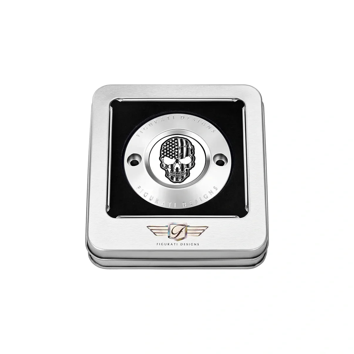 Harley-Davidson Rustfrit Stål Contrast Cut American Flag Skull M8 Timing Cover