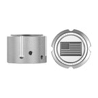 Aksel Covers til forhjul - i Poleret Rustfri Stål med Black American Flag - Harley-Davidson Dyna, Softail & Touring