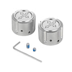 Aksel Covers til forhjul - i Poleret Rustfri Stål med Black & Steel Cross - Harley-Davidson Dyna, Softail & Touring