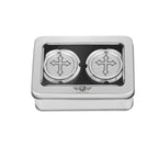 Aksel Covers til forhjul - i Poleret Rustfri Stål med Black & Steel Cross - Harley-Davidson Dyna, Softail & Touring