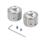 Aksel Covers til forhjul - i Poleret Rustfri Stål med "Don't Tread on Me" - Harley-Davidson Dyna, Softail & Touring