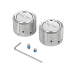 Aksel Covers til forhjul - i Poleret Rustfri Stål med Figurati Designs Logo - Harley-Davidson Dyna, Softail & Touring