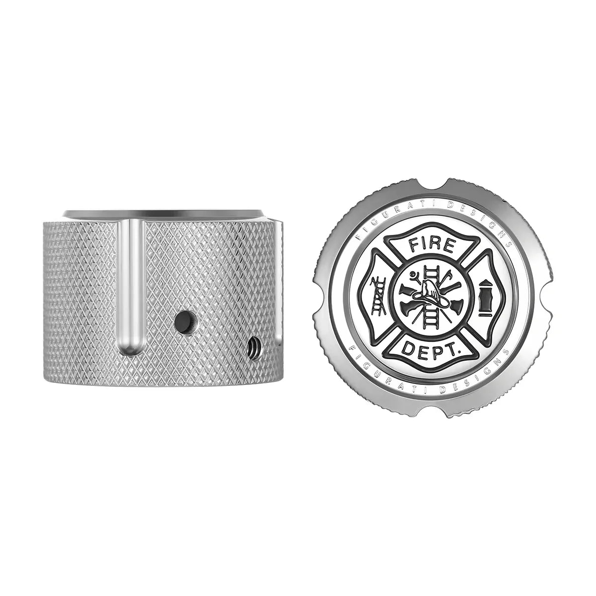 Aksel Covers til forhjul - i Poleret Rustfri Stål med Fire Dept. - Harley-Davidson Dyna, Softail & Touring