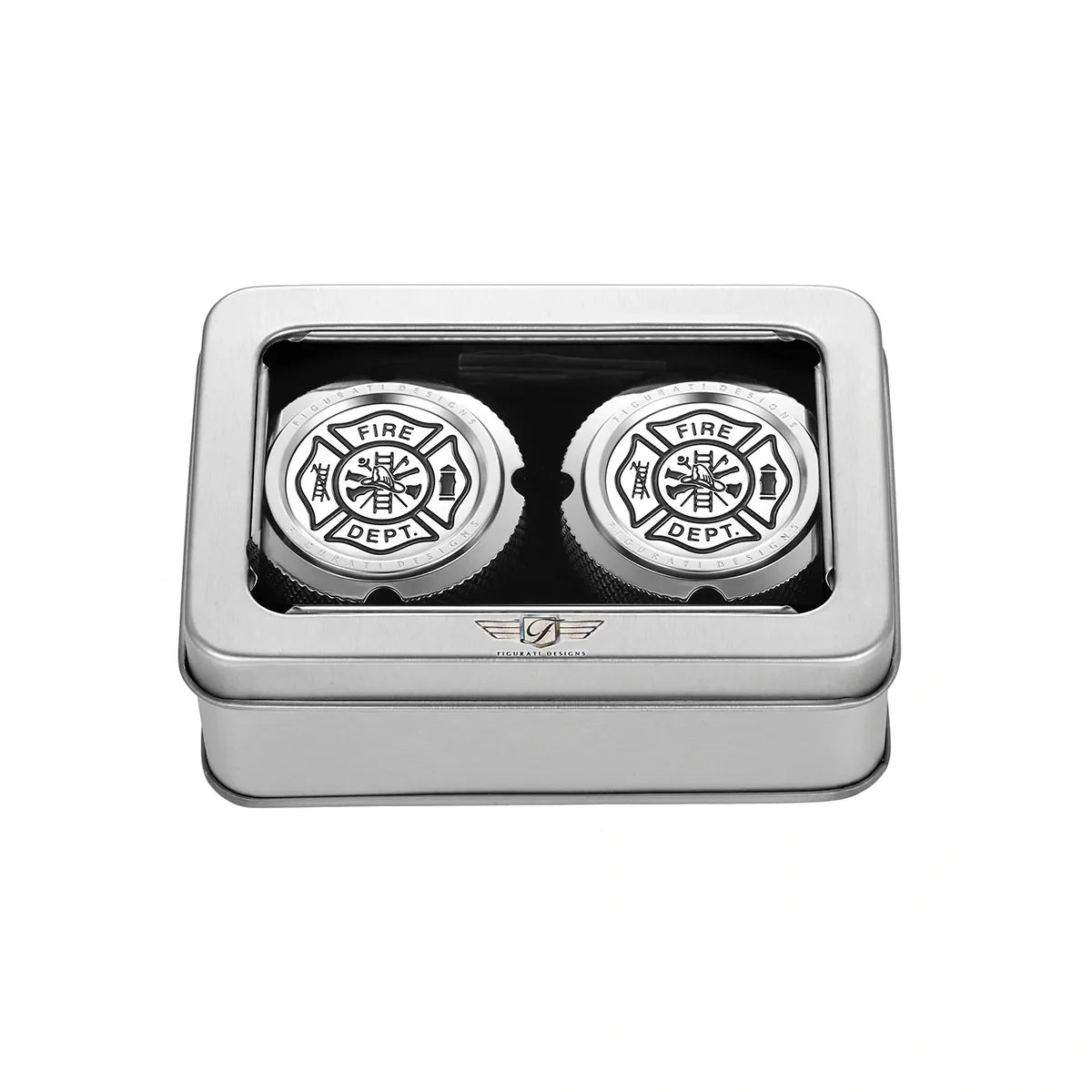 Aksel Covers til forhjul - i Poleret Rustfri Stål med Fire Dept. - Harley-Davidson Dyna, Softail & Touring