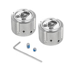 Aksel Covers til forhjul - i Poleret Rustfri Stål med Masked Skull - Harley-Davidson Dyna, Softail & Touring