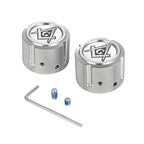 Aksel Covers til forhjul - i Poleret Rustfri Stål med Black Masonic Emblem - Harley-Davidson Dyna, Softail & Touring