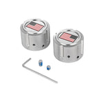 Aksel Covers til forhjul - i Poleret Rustfri Stål med Red/White/Blue American Flag - Harley-Davidson Dyna, Softail & Touring