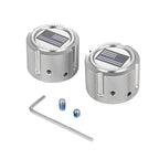 Aksel Covers til forhjul - i Poleret Rustfri Stål med Black/Blue American Flag - Harley-Davidson Dyna, Softail & Touring