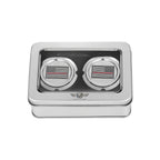 Aksel Covers til forhjul - i Poleret Rustfri Stål med Black/Red American Flag - Harley-Davidson Dyna, Softail & Touring