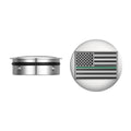 Harley-Davidson Svingarmsdæksel i Rustfrit Stål - American Flag Green Line *Symboliserer ALLE amerikanske militærstyrker* - Omvendt