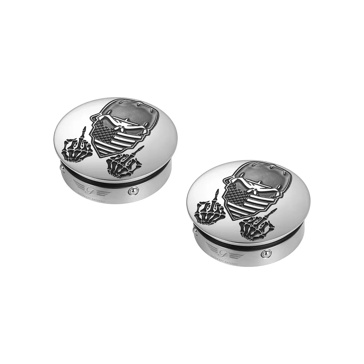 Harley-Davidson Svingarmsdæksel i rustfrit stål med maskeret kranie