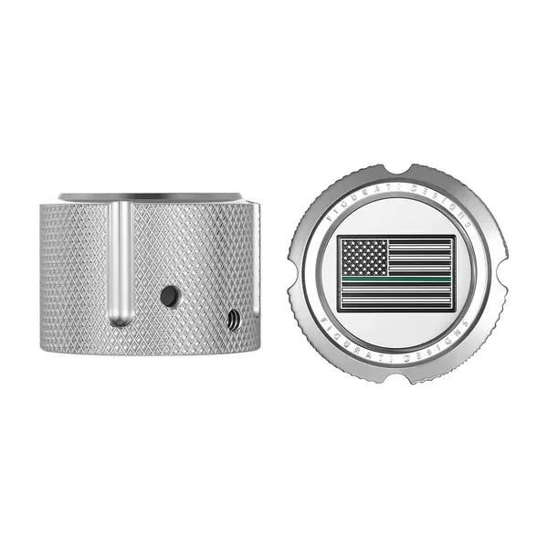 Aksel Covers til forhjul - i Poleret Rustfri Stål med Black/Green American Flag - Harley-Davidson Dyna, Softail & Touring