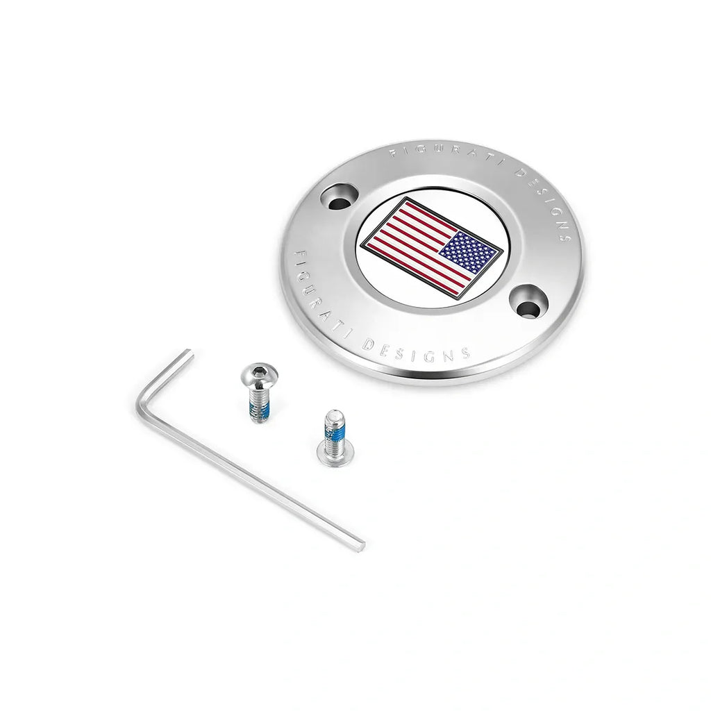 Harley-Davidson Rustfrit Stål Rød Hvid og Blå Amerikansk Flag - Omvendt M8 Timing Cover