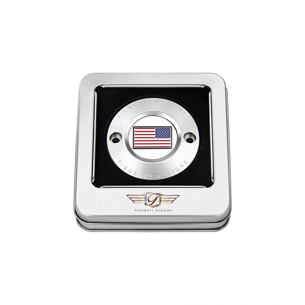 Harley-Davidson Rustfrit Stål Rød Hvid og Blå Amerikansk Flag - Omvendt M8 Timing Cover