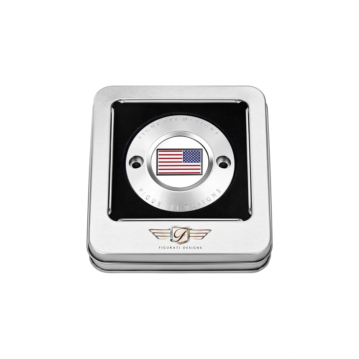 Harley-Davidson Rustfrit Stål Rød Hvid og Blå Amerikansk Flag - Omvendt M8 Timing Cover