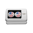 Harley-Davidson Rustrødt Hvidt og Blåt Amerikansk Flag Kranie Svingarmsdæksel i Rustfrit Stål