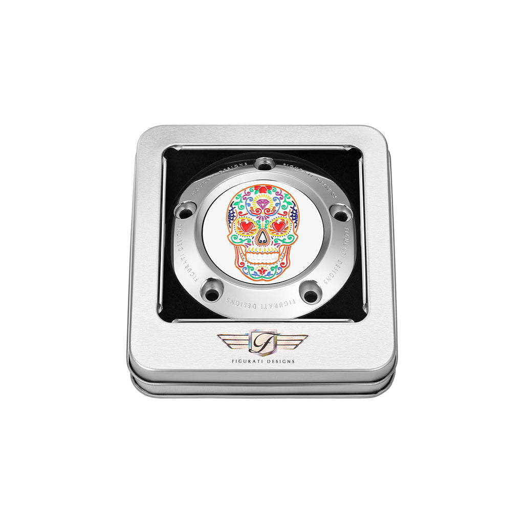 Harley-Davidson Timing Cover i Rustfrit Stål med Sukkerskalle Design til Twin Cam