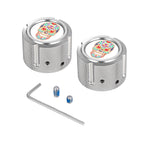 Aksel Covers til forhjul - i Poleret Rustfri Stål med Sugar Skull - Harley-Davidson Dyna, Softail & Touring