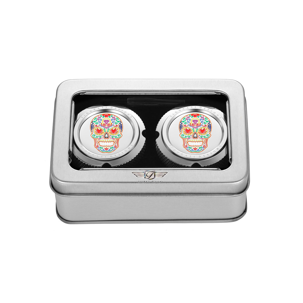 Aksel Covers til forhjul - i Poleret Rustfri Stål med Sugar Skull - Harley-Davidson Dyna, Softail & Touring