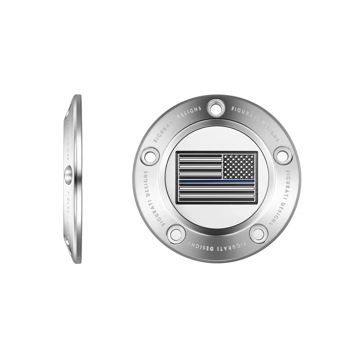 Harley-Davidson Rustfri Stål Tynd Blå Linje Amerikansk Flag - Omvendt Twin Cam Timing Cover