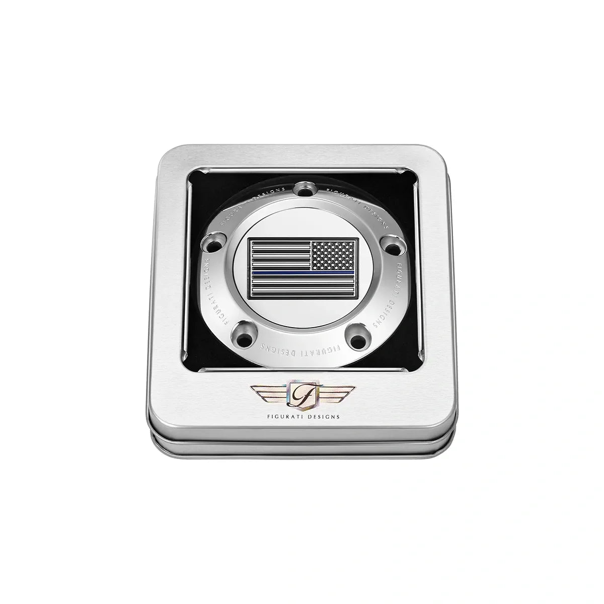 Harley-Davidson Rustfri Stål Tynd Blå Linje Amerikansk Flag - Omvendt Twin Cam Timing Cover