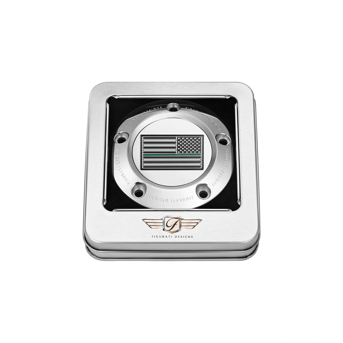 Harley-Davidson Rustfrit Stål Tynd Grøn Linje Amerikansk Flag - Omvendt Twin Cam Timing Cover