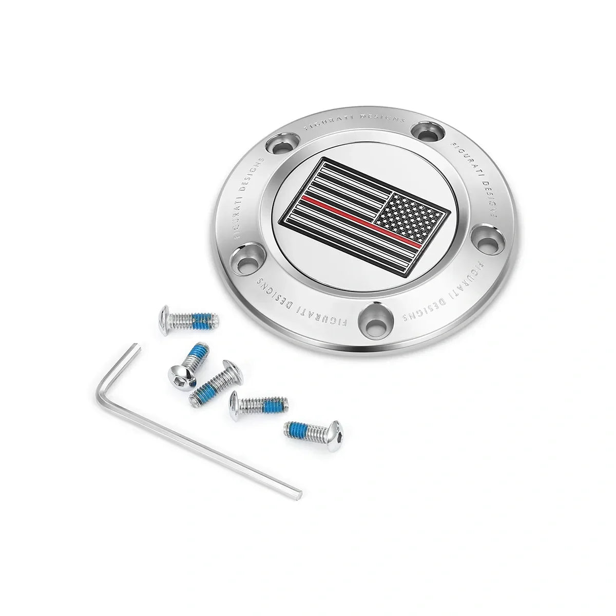 Harley-Davidson Rust Rød Linje Amerikansk Flag - Omvendt Twin Cam Timing Cover i Rustfrit Stål