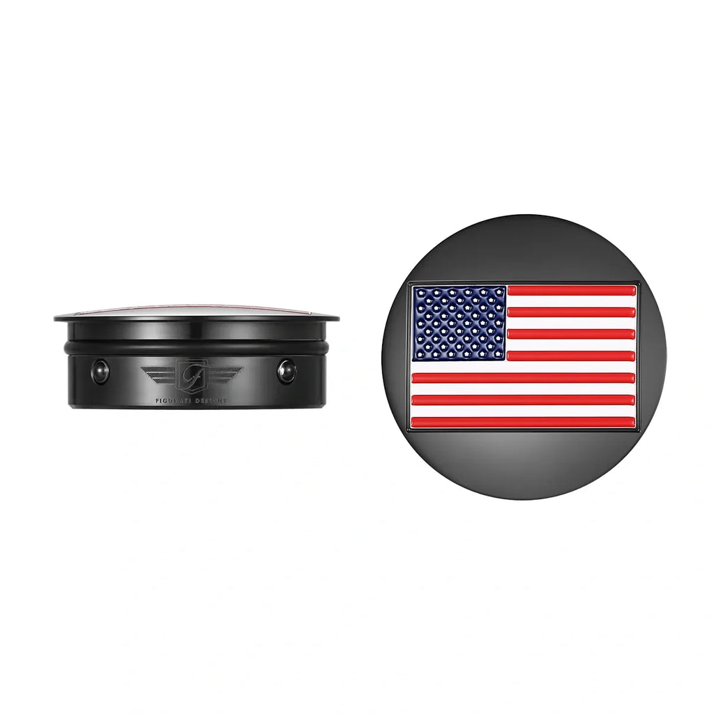 Harley-Davidson Rustfrit Stål / Sort Amerikansk Flag Svingarmsdæksel - Reverseret