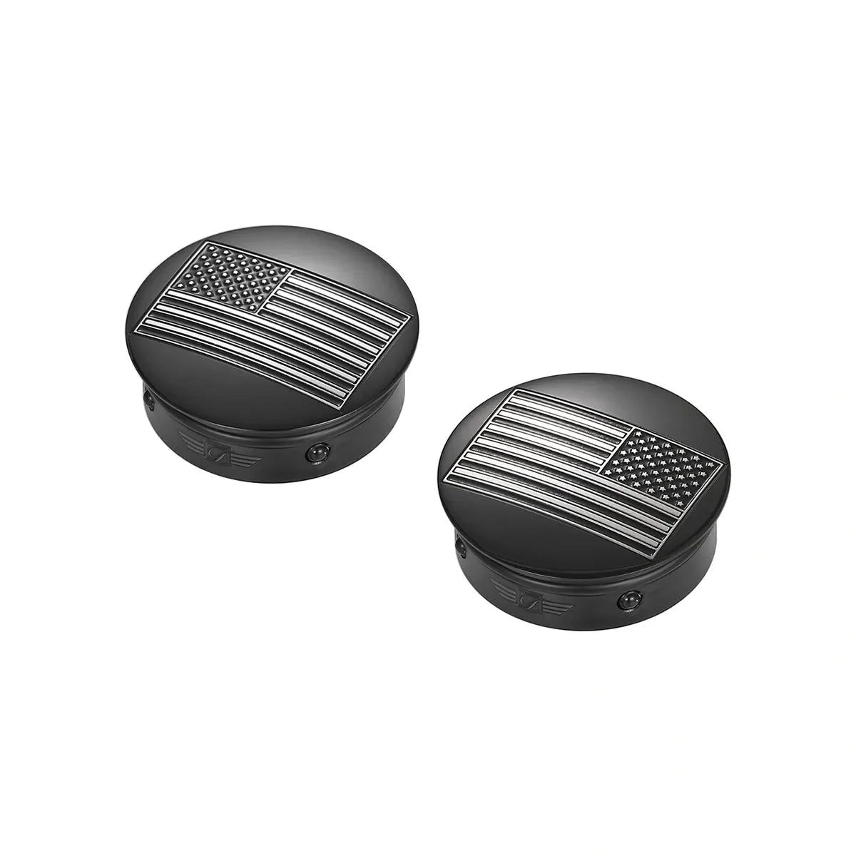 Harley-Davidson Svingarmsdæksel i Rustfrit Stål / Sort Contrast Cut Amerikansk Flag - Omvendt