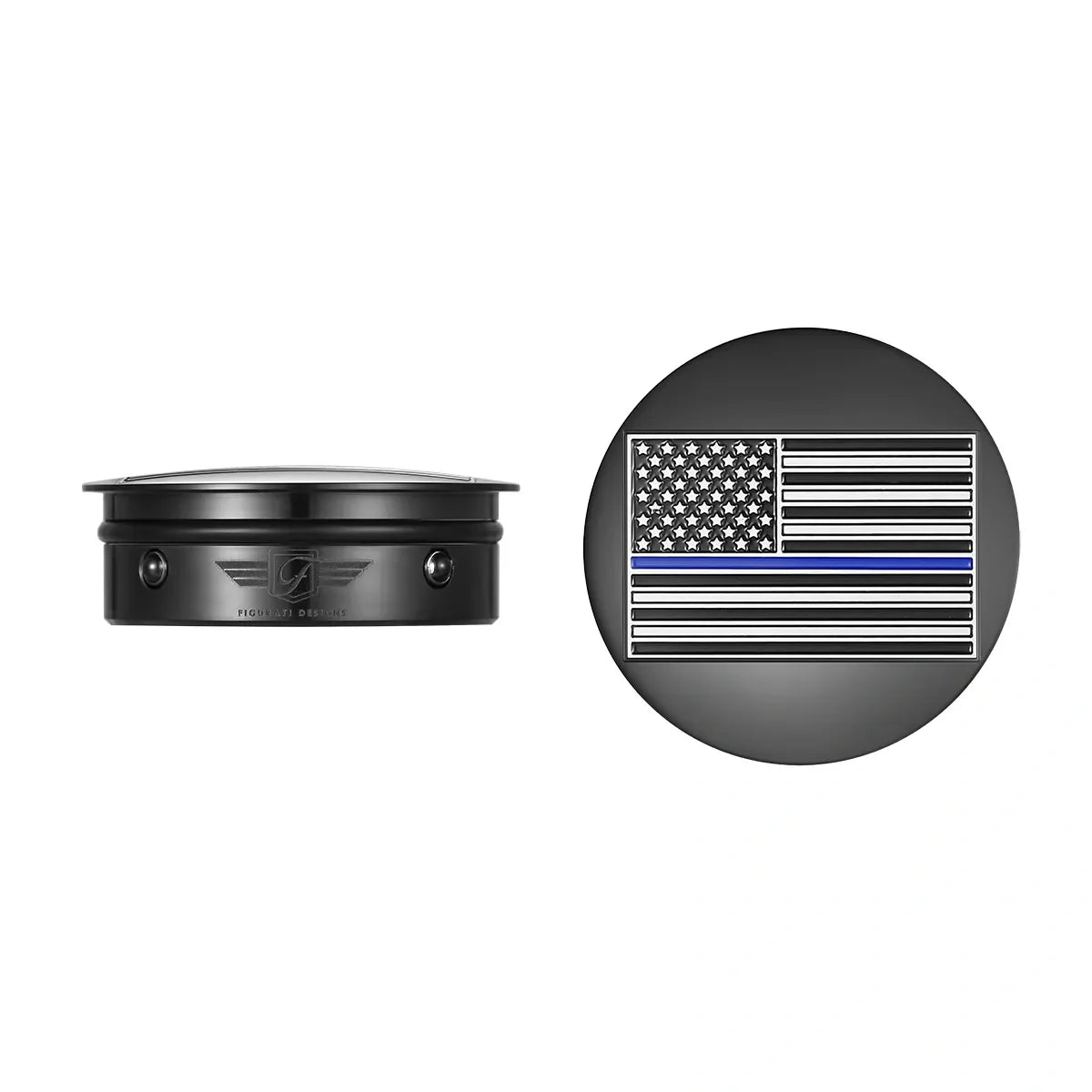 Harley-Davidson Rustfrit Stål / Sort Kontrastskåret Svingarmsdæksel Amerikansk Flag Blå Linje - Omvendt