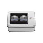 Harley-Davidson Rustfrit Stål / Sort Kontrastskåret Svingarmsdæksel Amerikansk Flag Blå Linje - Omvendt