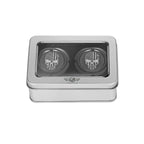 Aksel Covers til forhjul - i Sort Rustfri Stål med Contrast Cut Skull - Harley-Davidson Dyna, Softail & Touring