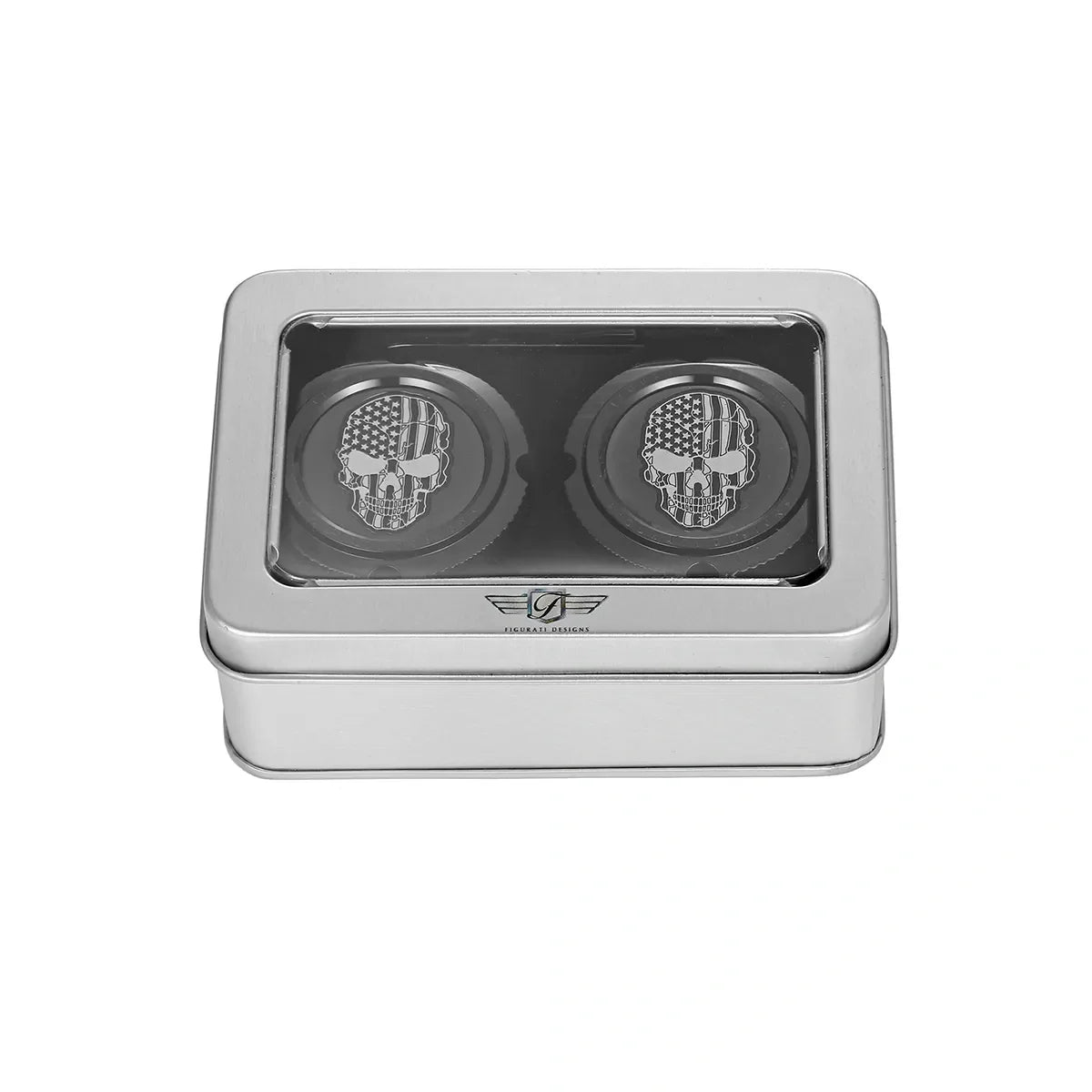 Aksel Covers til forhjul - i Sort Rustfri Stål med Contrast Cut Skull - Harley-Davidson Dyna, Softail & Touring