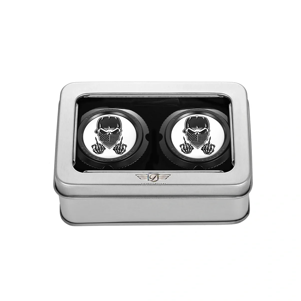 Aksel Covers til forhjul - i Sort Rustfri Stål med Masked Skull - Harley-Davidson Dyna, Softail & Touring