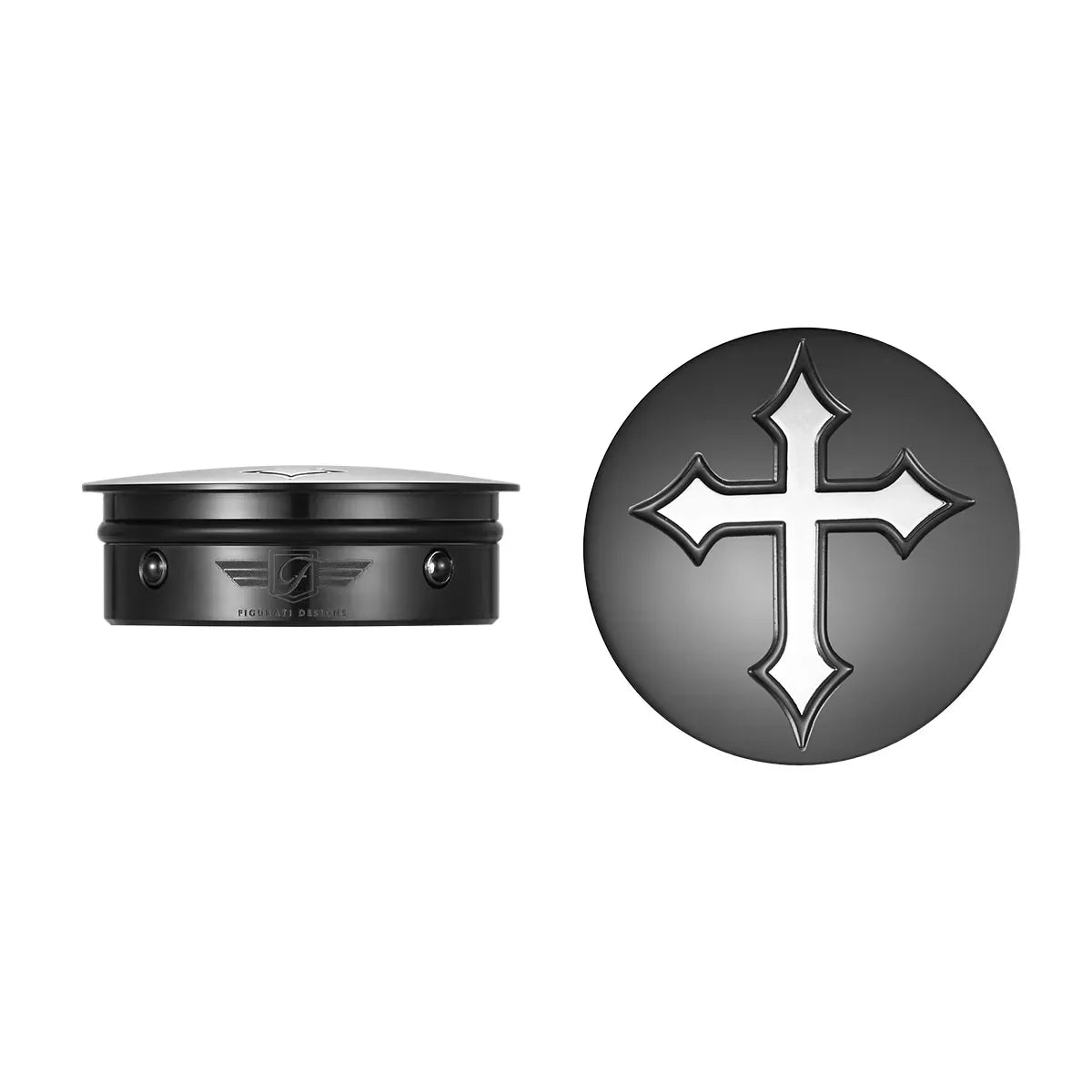 Harley-Davidson Svingarmsdæksel i Rustfrit Stål / Sort - Cross