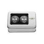 Harley-Davidson Svingarmsdæksler i Rustfrit Stål / Sort med Amerikansk Flag og Kranietryk