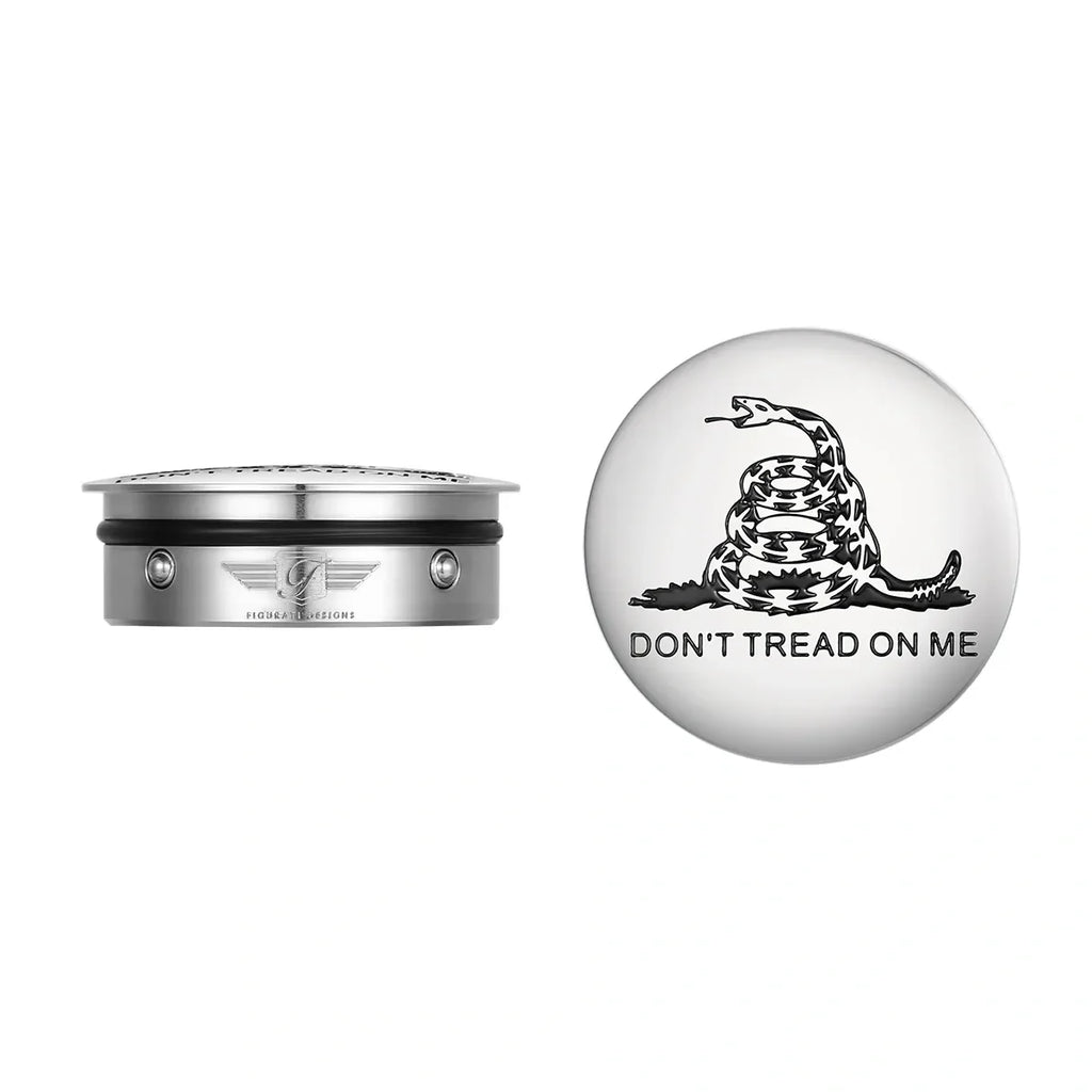 Harley-Davidson Svingarmsdæksel i rustfrit stål / sort - "Don't Tread On Me"